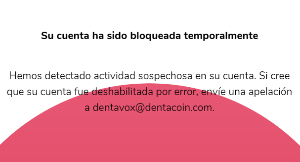 Dentacoin bloqueado temporalmente
