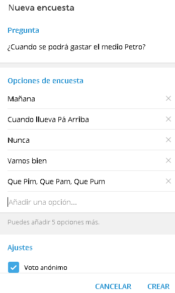 Realizar encuestas en Telegram