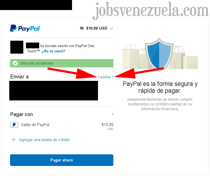 direcciones y privacidad en paypal