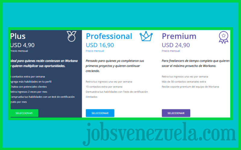 Workana Plus, Professional y Premium
