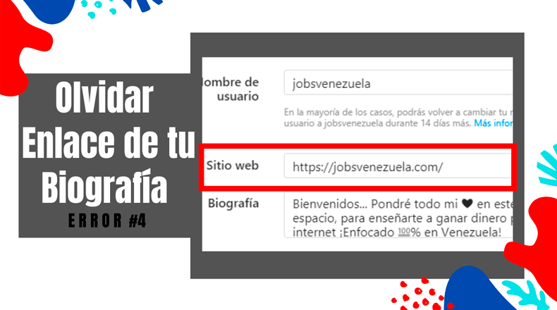 Instagram Error 4 Olvidar link de la biografia