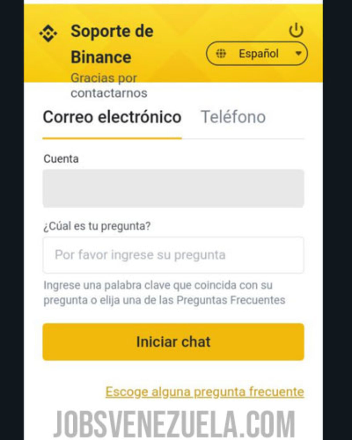 soporte de binance