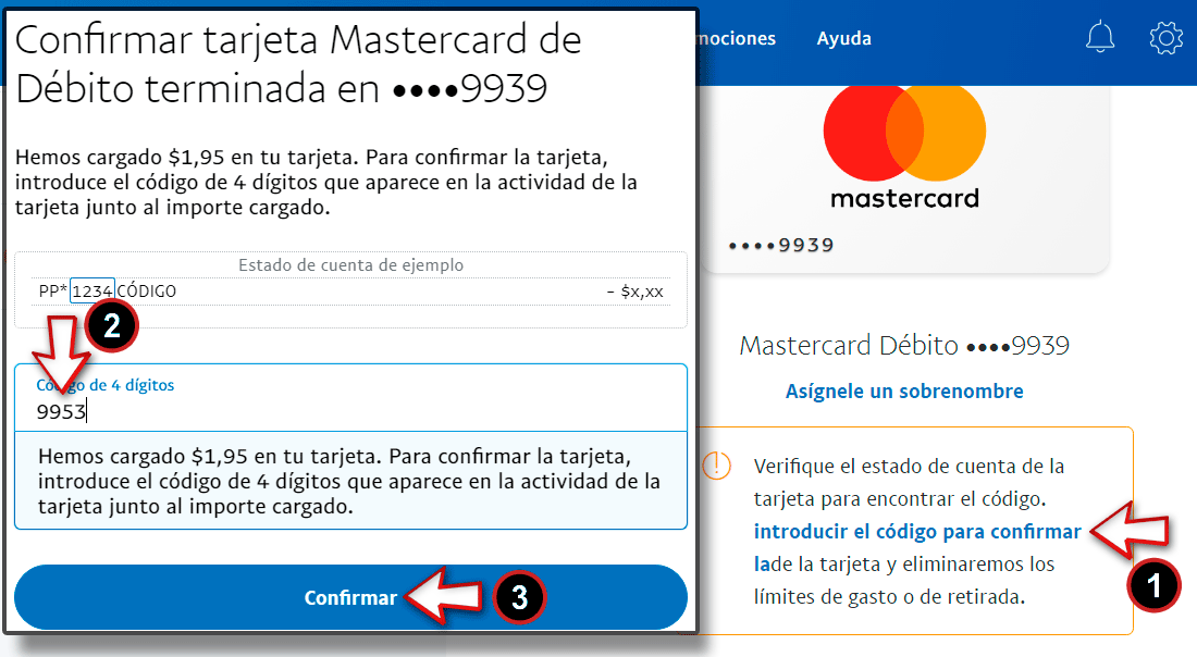 Agregar debito mastercard a PayPal